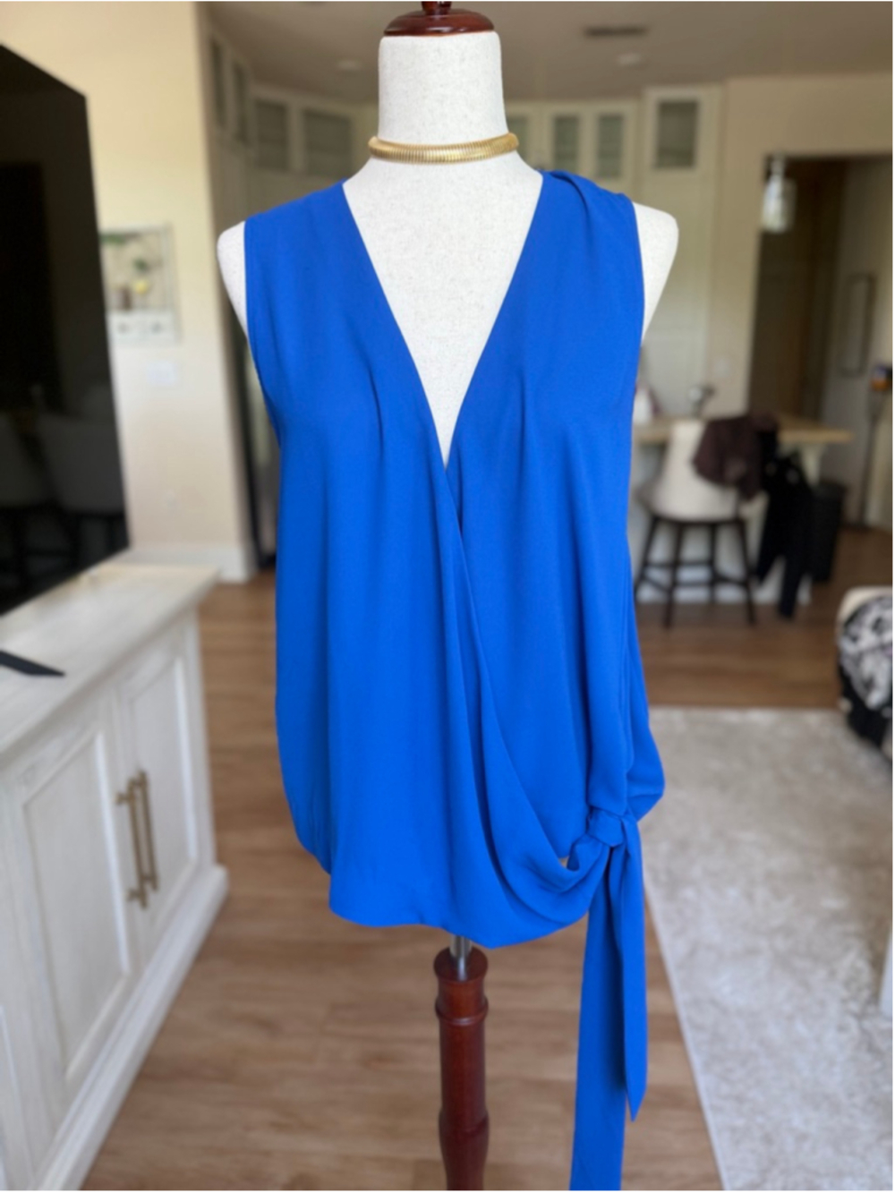 Women's Trouvé Blue Sleeveless Wrap Top M